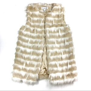 Forever 21 Ivory Long Faux Fur Vest